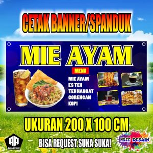 Cetak Banner Cetak Spanduk WARUNG MIE AYAM UKURAN 200X100 BISA REQUEST