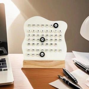 DIY Acrylic Desk Calendar Minimalist Perpetual with Circle Adjustable Week Month Date Tabletop Calendar Decor