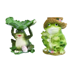 Resin Frogs Bird Feeder Statue for Garden and Balcony Adds Charm to Outdoor Space Backyard Decorative Animal Figurine