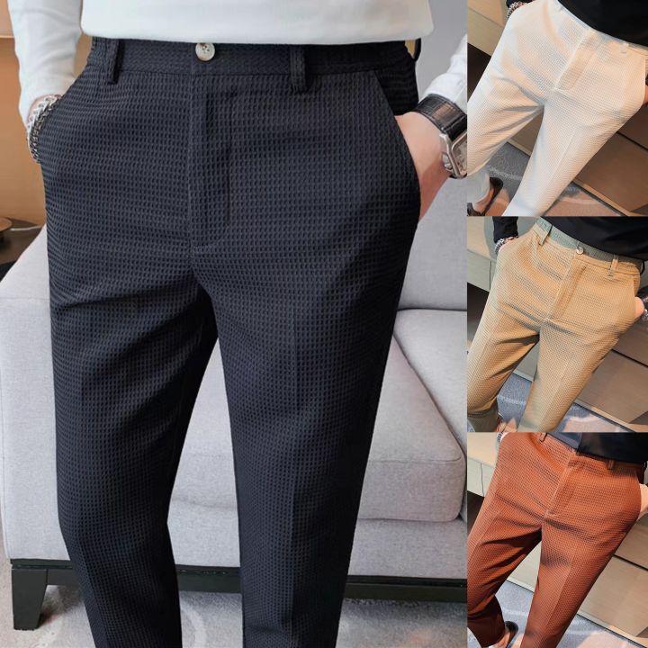 Men's Waffle Casual Suit O-neck Long Sleeve Print Letter Sweatshirts Sweatpants Autumn Tracksuit Plus Size Fashion Two Piece Set
