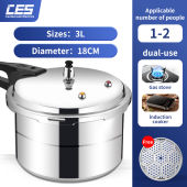 CES Pressure Cooker 3L 4L 5L 7L 9L Domestic Gas Stainless Steel Pressure Cooker Multi-Function Non-Stick Cooker Capable Of Steaming Stewing Boiling And Fast Cooking Anti Scald Handle Safety Valve