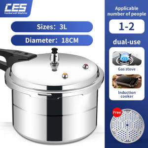 CES Pressure Cooker 3L 4L 5L 7L 9L Domestic Gas Stainless Steel Pressure Cooker Multi-Function Non-Stick Cooker Capable Of Steaming Stewing Boiling And Fast Cooking Anti Scald Handle Safety Valve
