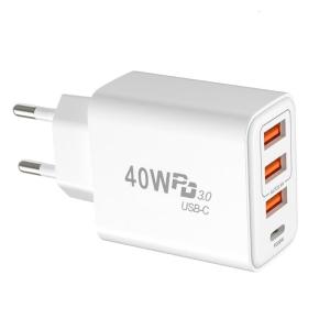 40W USB Wall 3 USB A and 1 Port Simultaneous Charging for Multiple Devices
