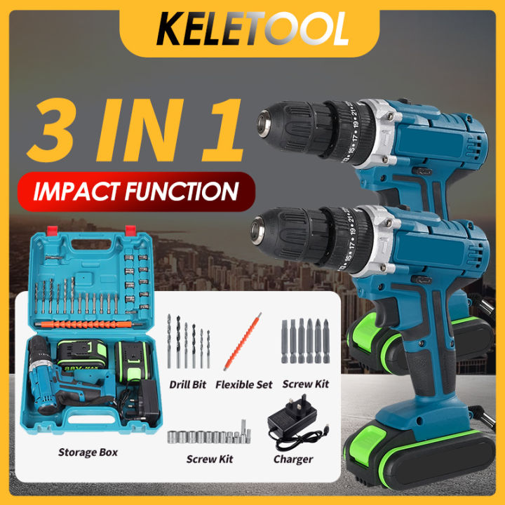 mesin bor baterai mesin bor listrik cordless hammer impact drill