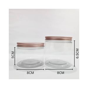 [STOCK CLEARANCE]  Plastic Container 180ml/250ml/500ml/600ml Pink/Gold/Silver Metal Cap Jar Bottle with Aluminum Lid Cap Clear Transparent Thick Storage Container / Balang Kosong / Balang Kuih Plastik
