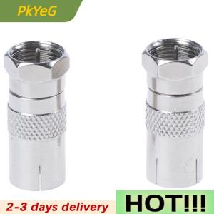 PkYeG 2Pcs F Type Male Plug Connector Socket to RF Coax TV Aerial Female RF Adapters