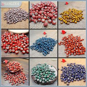 【SHANGZE4】 6mm 50pcs hoa men gốm Spacer hạt cho DIY trang sức phụ kiện thiết kế