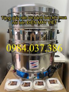 Nồi hấp 3 tầng chạy điện hấp bánh phu thê bánh bao size 40cm