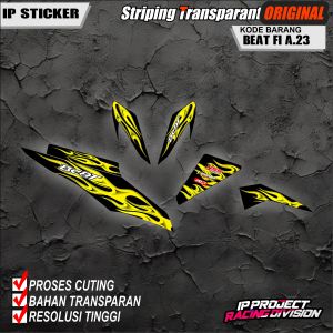(COD) STIKER STRIPING ORIGINAL MOTOR HONDA BEAT FI 2012-2015 DESAIN RACING HOLOGRAM DAN TRANSPARAN