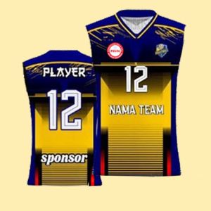 Kaos jersey Volly Voli Pria Wanita Fullprinting navy kuning free nama nomor logo dan sponsor