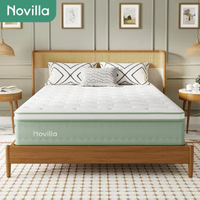 Novilla Mattress Premium Ice Silk Memory Foam Memory Queen Size Anti-Alingan Kuarsa dengan Pocket Spring - Ukuran 90x200/120x200/160x200/180x200 + Gratis Bantal