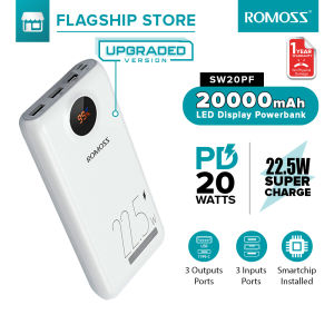 Romoss SW20PF 20000mAh / SW30PF / SW30+  30000mah Powerbank 22.5W Super Fast Charge 20WPD Two-way Smart Digital Display Power Bank Original Brand Fast Charging