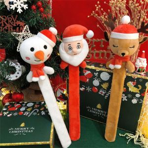 STKE ซานตาคลอส สายรัดข้อมือคริสต์มาส กวางเรนเดียร์ ของเล่นตุ๊กตาผ้า ของเล่นรูปวงกลม ของขวัญวันหยุด อุปกรณ์ตกแต่งข้อมือ กำไลข้อมือคริสต์มาส การตกแต่งงานเทศกาล