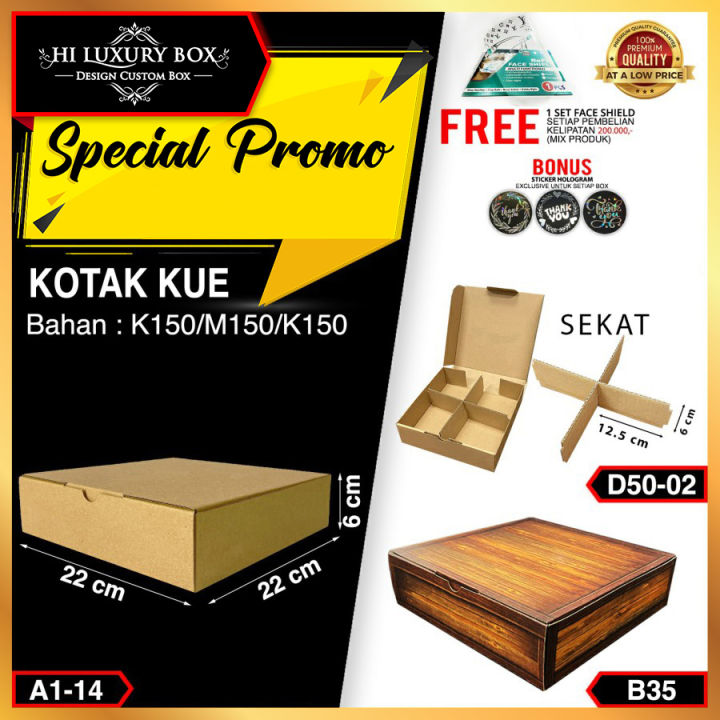 Kotak Kue | Dus Kue | Kotak Serbaguna | Kotak Murah Kraft 22x22x6 Box Packaging Polos|A1-14