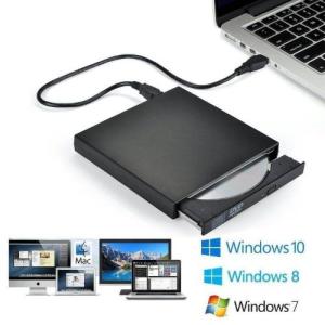 DVD RW External Optical Drive CD Writter USB 2.0 CD/DVD-ROM CD-RW Player Burning Slim Untuk Komputer Laptop Recorder Portable for Laptop Windows Macbook Hitam