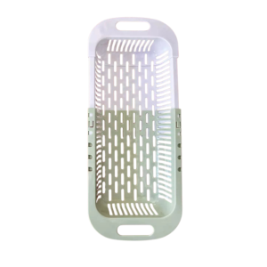 Contrast Color Telescopic Drain Basket Double Layer Vegetable Washing Basin Kitchen Sink Fruit And Vegetable Washing Basket Punch-free Drain Rack