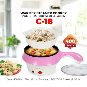 Panci Listrik Advance C-18 Kapasitas 1.5 Liter Low 400 Watt Multifungsi Gratis Pengukus Food Grade
