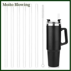 Moito 6 Pack Replacement Straws Compatible Stanley 40oz Tumbler Plastic Clear Reusable For Travel Tumbler Ice Cup Straw Set