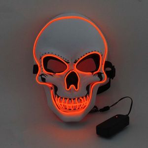 YOUSHI TOP Creative Scary Party Accessories Light Up  Halloween Cosplay Halloween Skull  Skull Helmet Luminous  White Skull