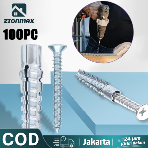 100set  Angkur Baut Tembok Sekrup M6 Expansion Anchor Wall Anchor Tembok Sekrup Dinding Tembok Angkur