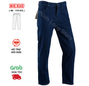 Quần Jean Dài Nam Trung Niên Quần Bò Nam Ống Suông Trơn Đẹp Big Size Vải Co Giãn Form Thoải Mái Túi Ngang