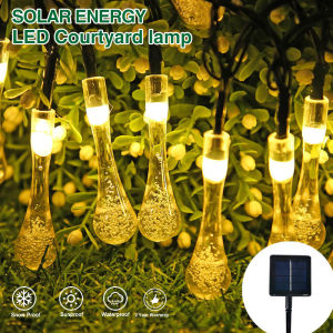 Đèn dây năng lượng mặt trời ngoài trời 50/100 Đèn led giọt nước chạy bằng năng lượng mặt trời với 2 chế độ Đèn pha lê cổ tích không thấm nước cho sân vườn Trang trí tiệc cưới trên sân vườn