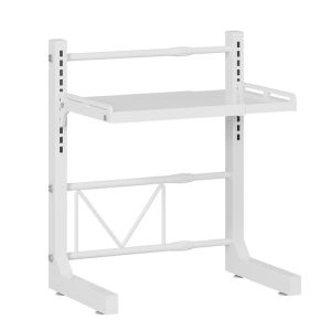 BESTOUR Carbon Steel Microwave Shelving Adjustable 2 Tier Microwave Storage Rack Multilayer Seasoning Storage Kitchen