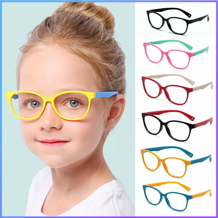 ❤️JDM Kids Computer Glasses Anti Radiation Block Blue Light Protect Child's Eyes Flexible Frame Replaceable Lenses for Boys Girls Computer Handphone Television Kacamata Spek/Cermin Mata Kanak Budak-Budak Kanak-kanak Anti Rabun 儿童硅胶防蓝光眼镜