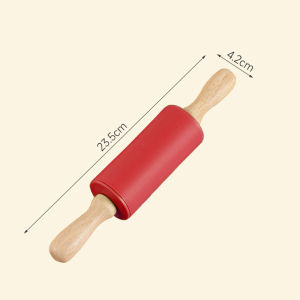 Silicone Rolling Pin With Wooden Handle Pastry Flour Cake Dough Patterned Roller Bakeware Kitchen