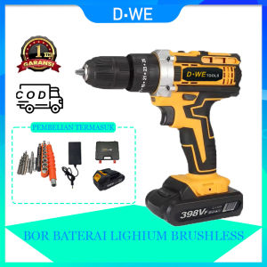 D·WE Varian Baru 598VF/398VF Bor Impact - Tipe Brushless Mesin Bor Besi dan Kayu Driver Sekrup Bor Cas