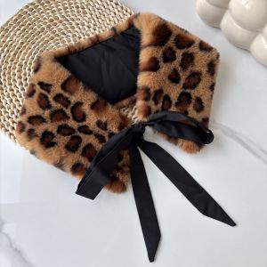COMEMECO Fluffy Fur Collar Scarf Thickened Warm Imitation Fur Scarf Versatile Lace Up Style Mink Fur Scarf Winter Season