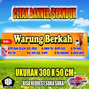 Cetak Banner Cetak Spanduk Warung Berkah BISA REQUEST