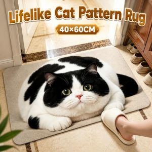 BETTERFORM Diatomite Cat Print Doormat Non-slip Absorbent Entryway Rug Practical Washable Pet Floor Mat Hallway