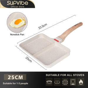 SUPVIBE 2 in 1 Frying Non Stick Pan steak/Egg Pan Breakfast Pan PFOA Free Multifunction Suitable All Stove