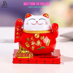 Mèo Thần Tài Vẫy Tay Năng Lượng Mặt Trời Mang Lại May Mắn Tài Lộc Trang Trí Nhà Cửa Văn Phòng Ô Tô