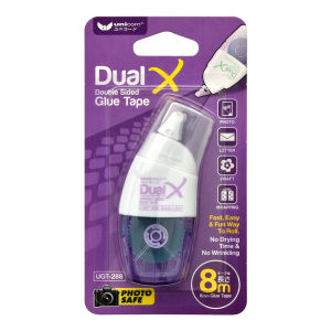 Unicorn Stationery Dual X Double Sided Glue Tape Roller 6mmX8m UGT-288 Random Colour