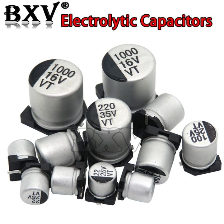 10pcs New Smd Electrolytic Capacitor Aluminum 63v 10v 16v 25v 35v 50v