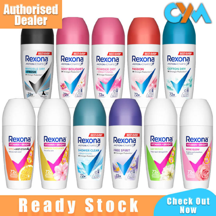 Rexona Deodorant Roll On 45ml Sticky Shower Clear Free Spirit Sexy