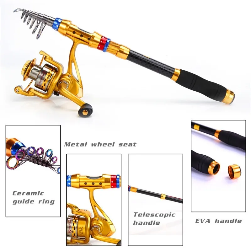 Sougayilang Carbon 1.8-3.6M Telescopic Fishing Rod With Spinning