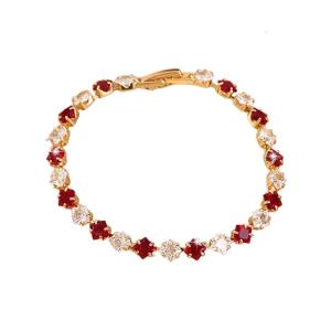 Multicolor Square Shape Multicolor Zircon Tennis Bracelet Adjustable Length Handchain Trendy Streetwear Wrist Accessory