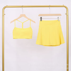 2026 Hot Sale [ Shipped from China ]lulu Original brand elastic yoga outfit for women Y Sleeveless vest + Pleated skirt for sports and fitness solid color breathable and quick-drying B3