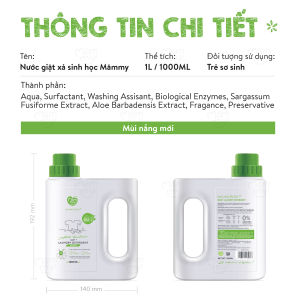 Nước giặt xả sinh học Mămmy an toàn và không gây kích ứng da cho mẹ và bé giúp loại bỏ vết bẩn vi khuẩn nấm mùi hôi