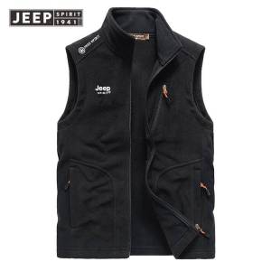 JEEP SPIRIT เสื้อกั๊กผู้ชายฤดูใบไม้ผลิขนแกะแขนกุดขนแกะเสื้อกั๊กเสื้อกั๊กขนแกะกลางแจ้ง