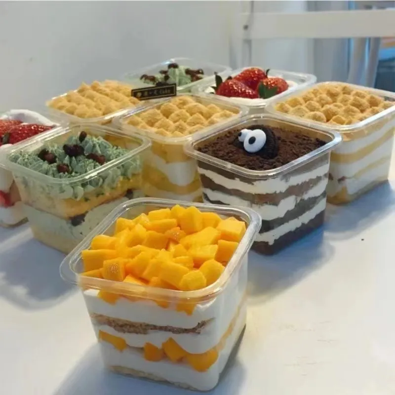 50Pcs Disposable Mousse Dessert Box With Lid Clear Plastic Cups