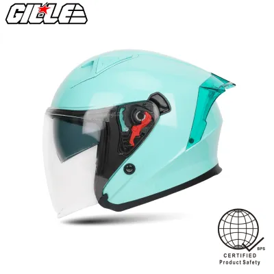 【IN-STOCK】Gille Helmet 172 GVR-V1 PLAIN Half Face Helmet Dual Visor Motorcycle With Silver visor and Keychain