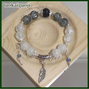 tuokaiguoji สร้อยข้อมือลูกปัดจี้ผีเสื้อขนนกสไตล์จีนแฟชั่นสำหรับผู้หญิงเครื่องประดับหรูหราน้ำหนักเบาของขวัญ