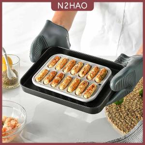 N2HAO  Xúc Xích Maker khuôn 14 lưới Silicone DIY ham Hot Dog Làm khuôn mẫu với nắp nhà bếp hộ gia đình xúc xích bánh nướng công cụ khuôn mẫu