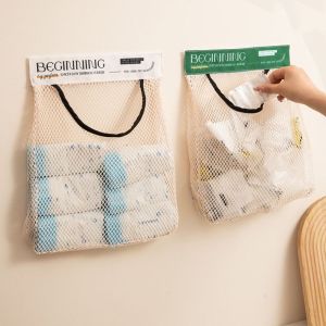 W0AGZ4J2 Reusable Kitchen Hanging Mesh Bag Wall Mounted Large Capacity Net Pocket  Polyester Fruit Vegetable Storage Net Bag