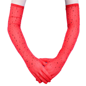 Sparkling Rhinestones Mesh Long Gloves for Women Perfect for Weddings and Formal Occasion Comfortable and Stretchy