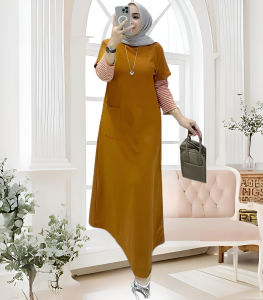 Gamis Kaos Sehari Hari Simple Alisya Dres Katun Combed Size S M L XL XXL Dress Kasual Wanita Dewasa